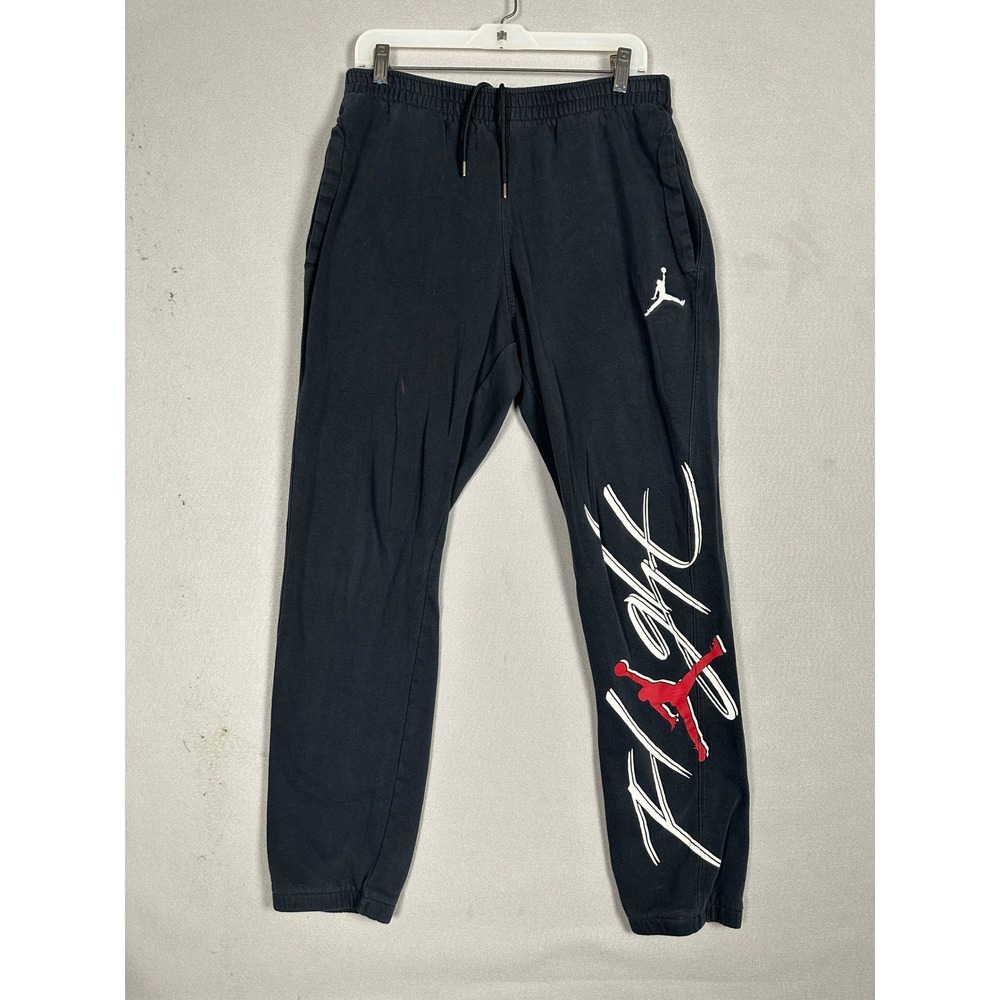 Jordan Flight Joggers Mens Large Black Graphic Basketball Sweatpants Athletic